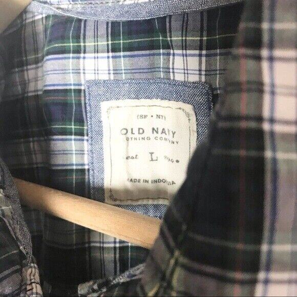 3/$20 Old Navy Women's Large Button Up Plaid Shirt Roll Tab Sleeves Collared - Picture 4 of 9